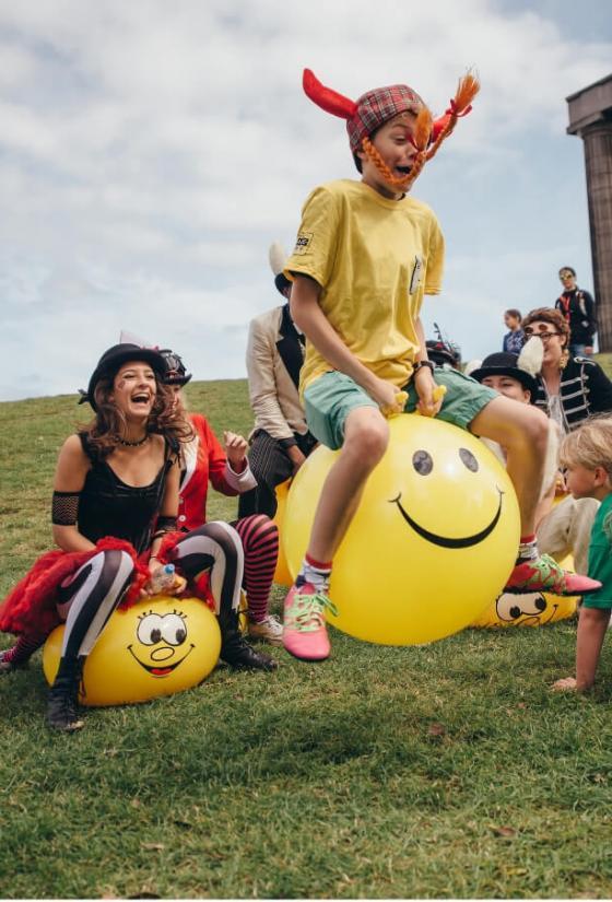 Children's activities on Calton Hill during the Edinburgh Festival Fringe.