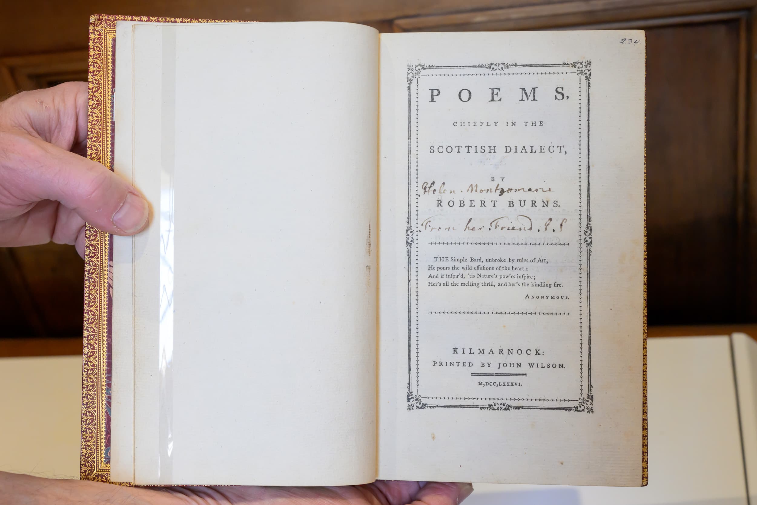 Burns' kilmarnock edition poem book opened