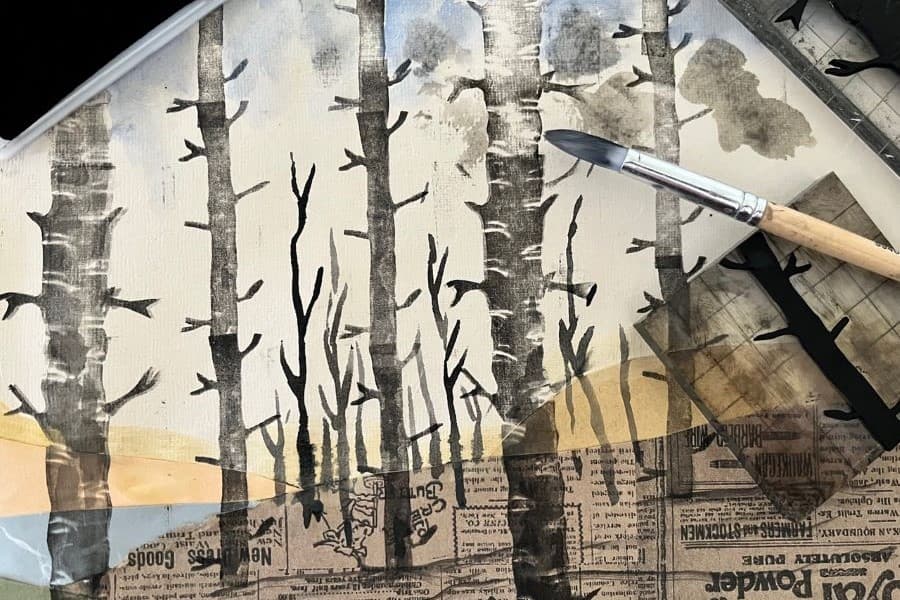 Image of print of tree on newspaper