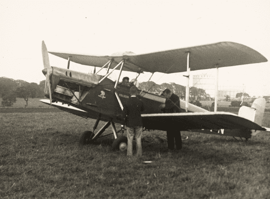 archive black and white image of biplane