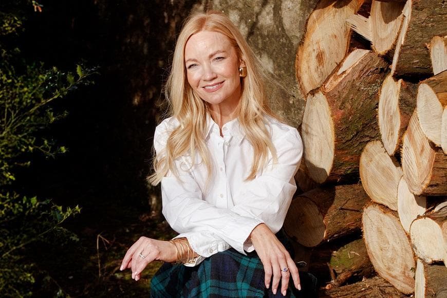 Donna Ashworth wearing white shirt 