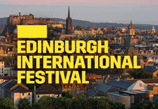 City view of Edinburgh featuring the words Edinburgh International Festival