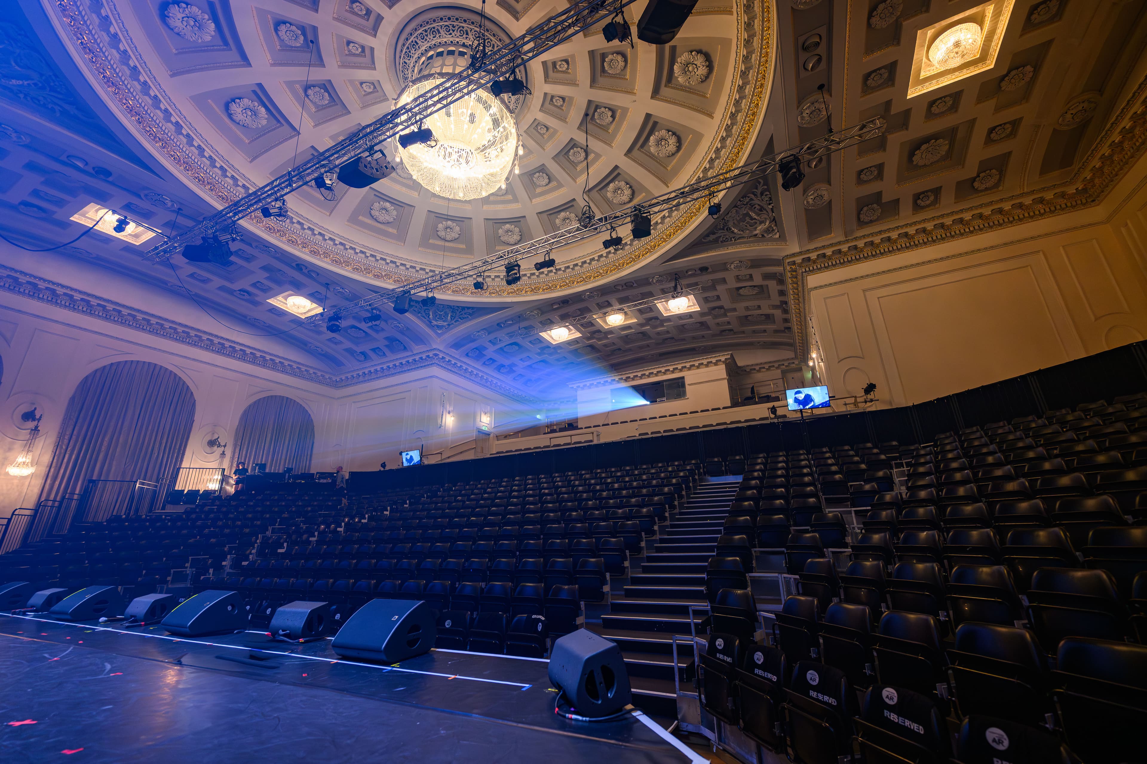 Bleachers in the music hall for a show