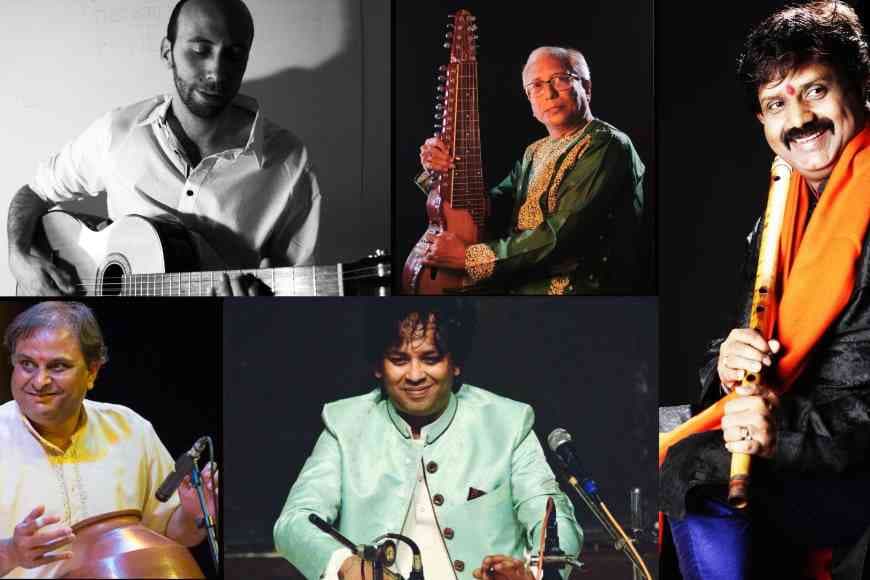Musicians posing with their instruments