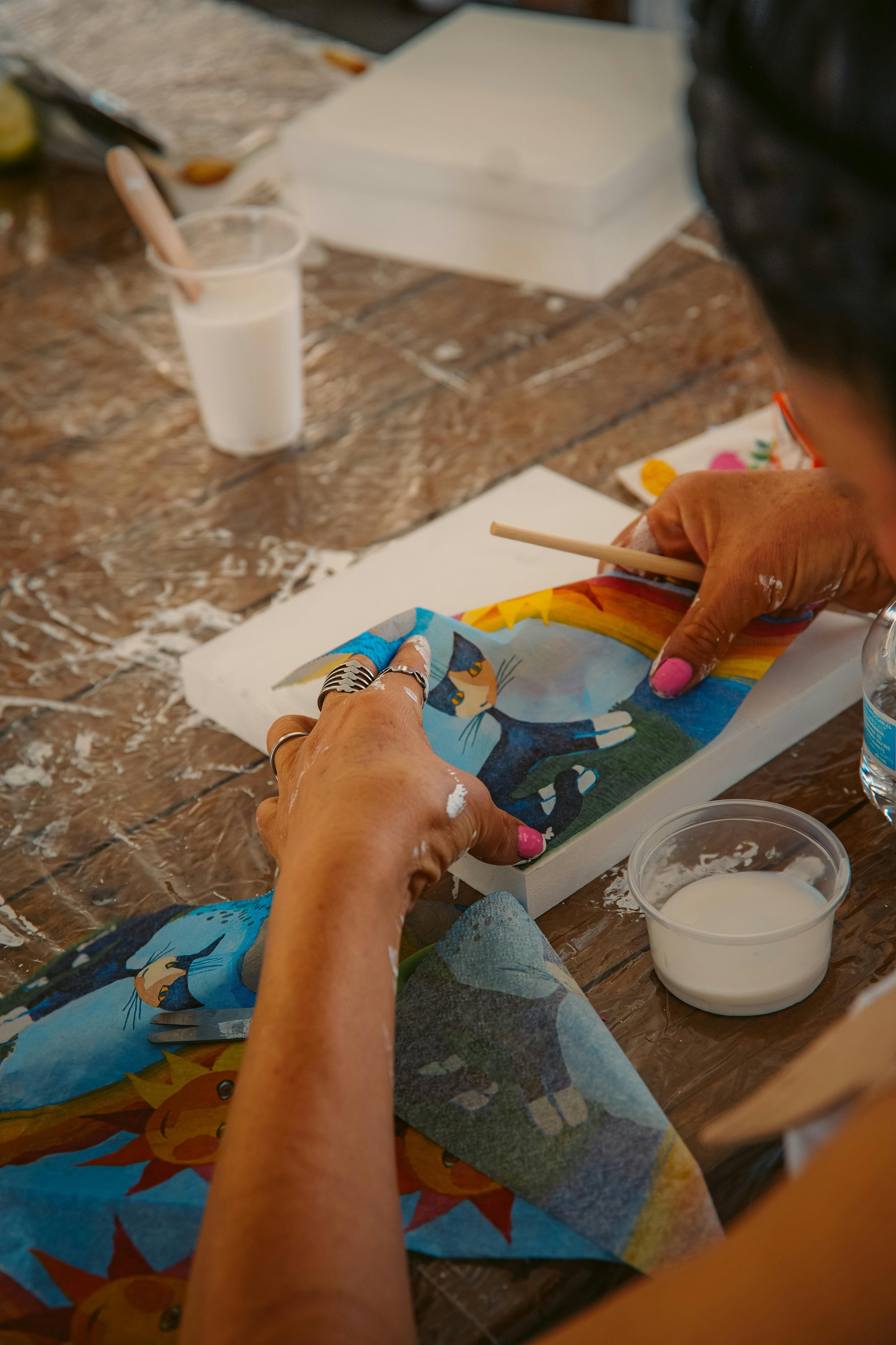 Person creating collage