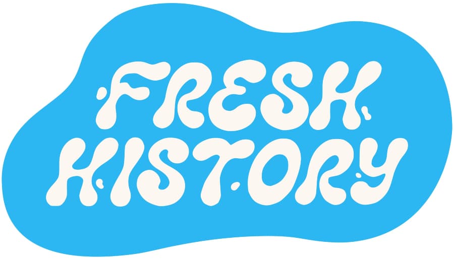 The words 'Fresh History' appear in white text featured on a blue background 
