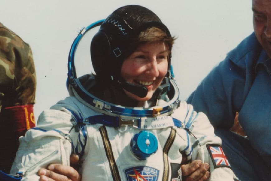 Image of Helen Sharman returning from Mir
