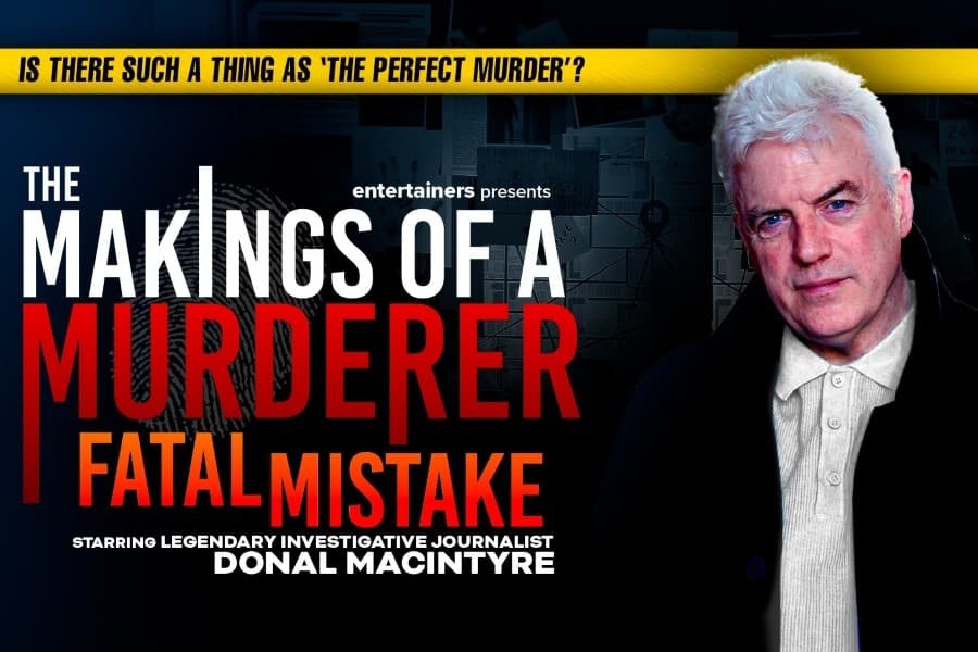 Name of the event, with a phot of Donal McIntyre next to it.