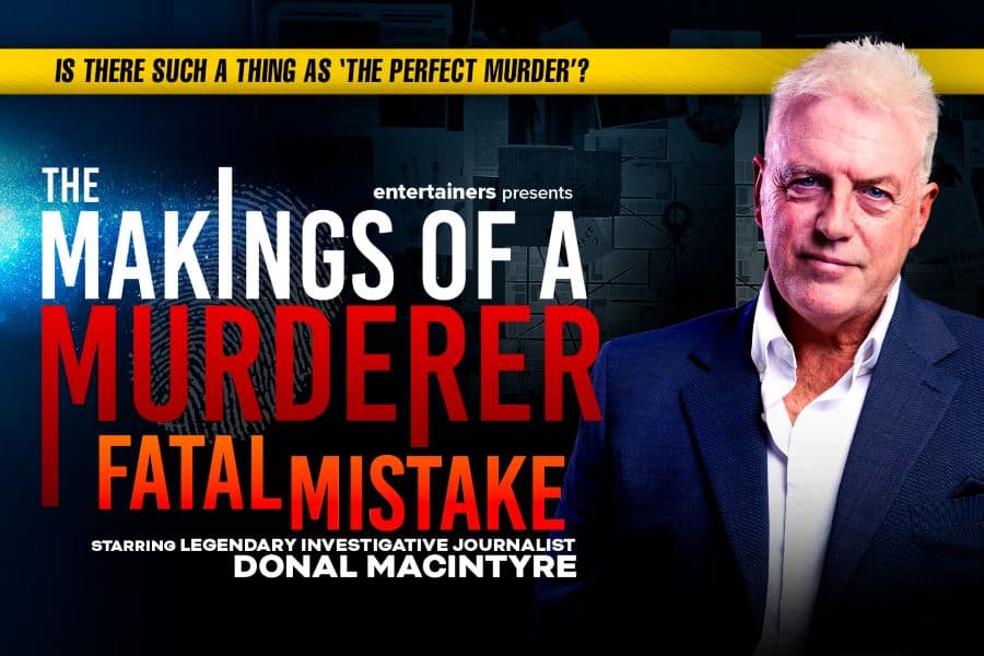 Name of the event, with a phot of Donal McIntyre next to it.