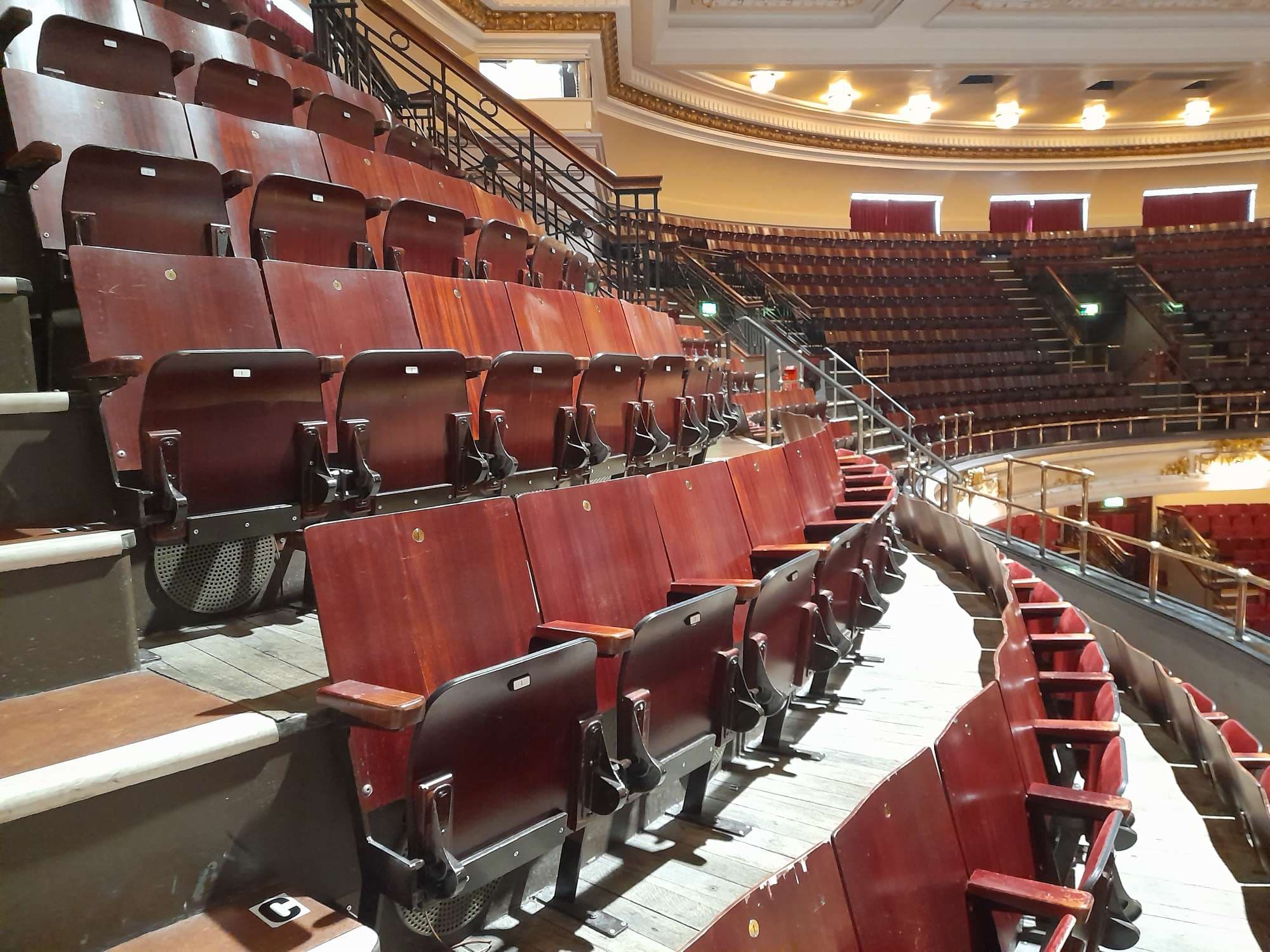 Old chairs in Usher Hall Upper Circle.