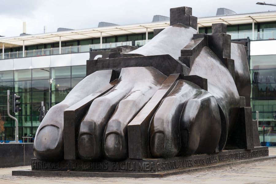 Large sculpture of a foot by Eduardo Paolozzi