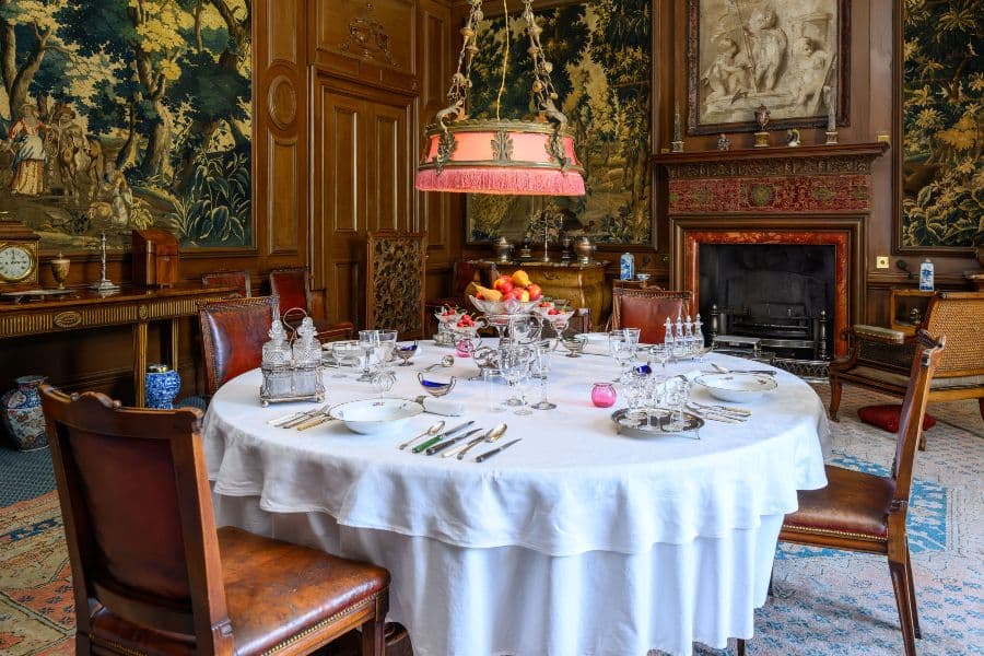 Luxurious interior of Lauriston Castle with a table set for a meal
