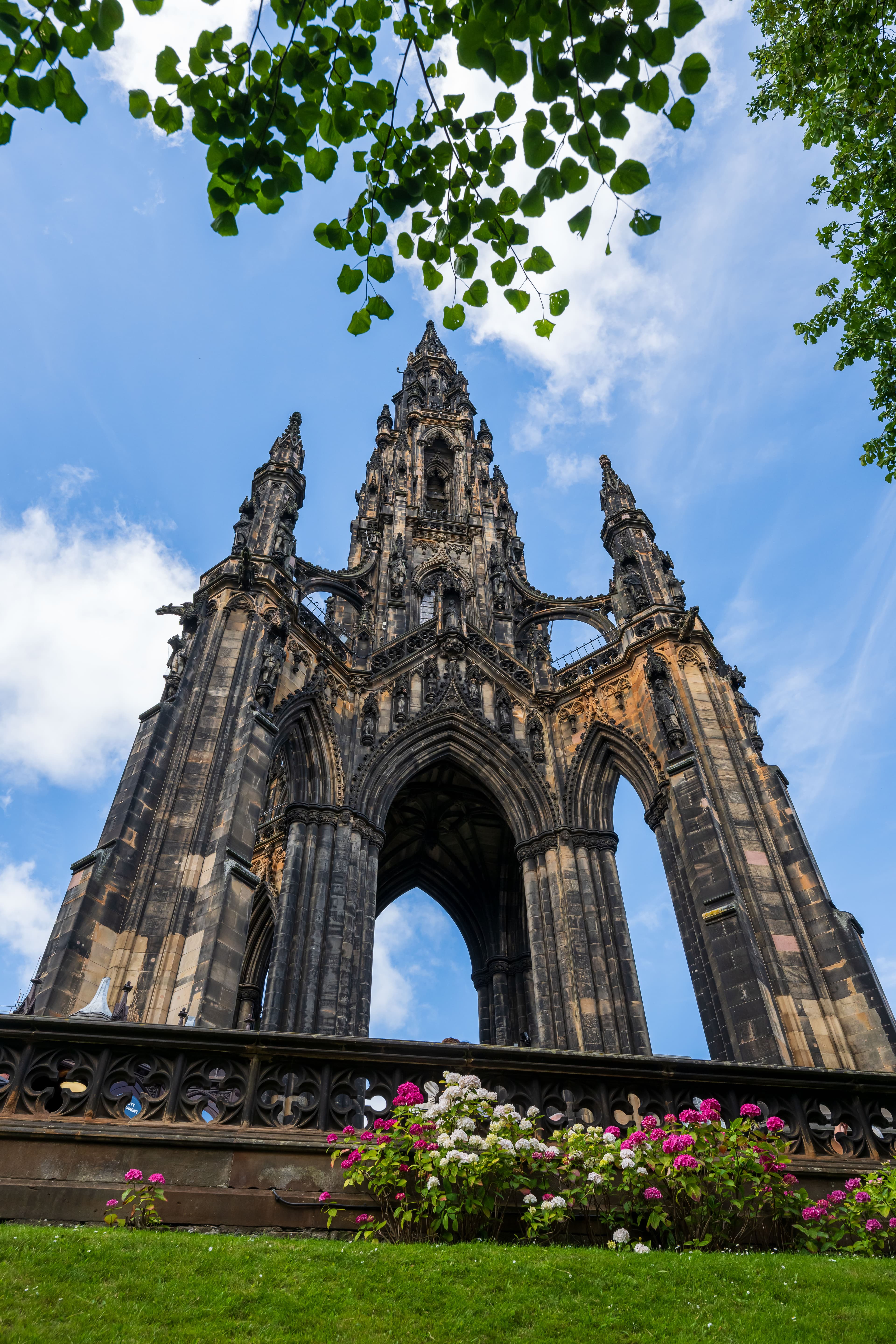 Upwards shot of a gothic rocket looking monument