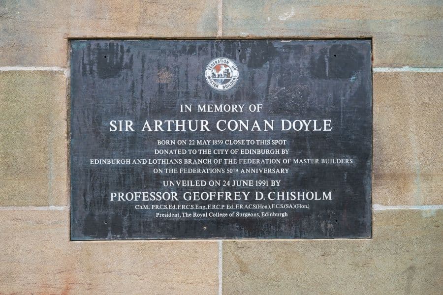 A plaque dedicated to Sir Arthur Conan Doyle
