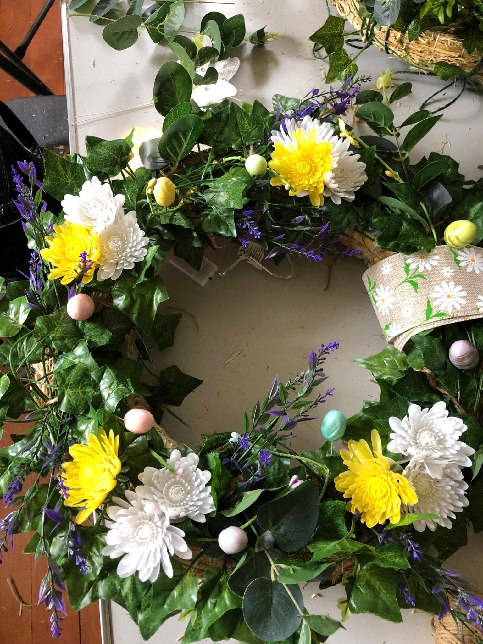 Wreath with White, Yellow and Purple flowers
