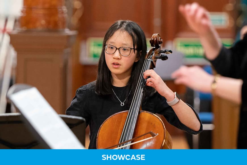 A pupil from St Mary's Music School playing the Cello