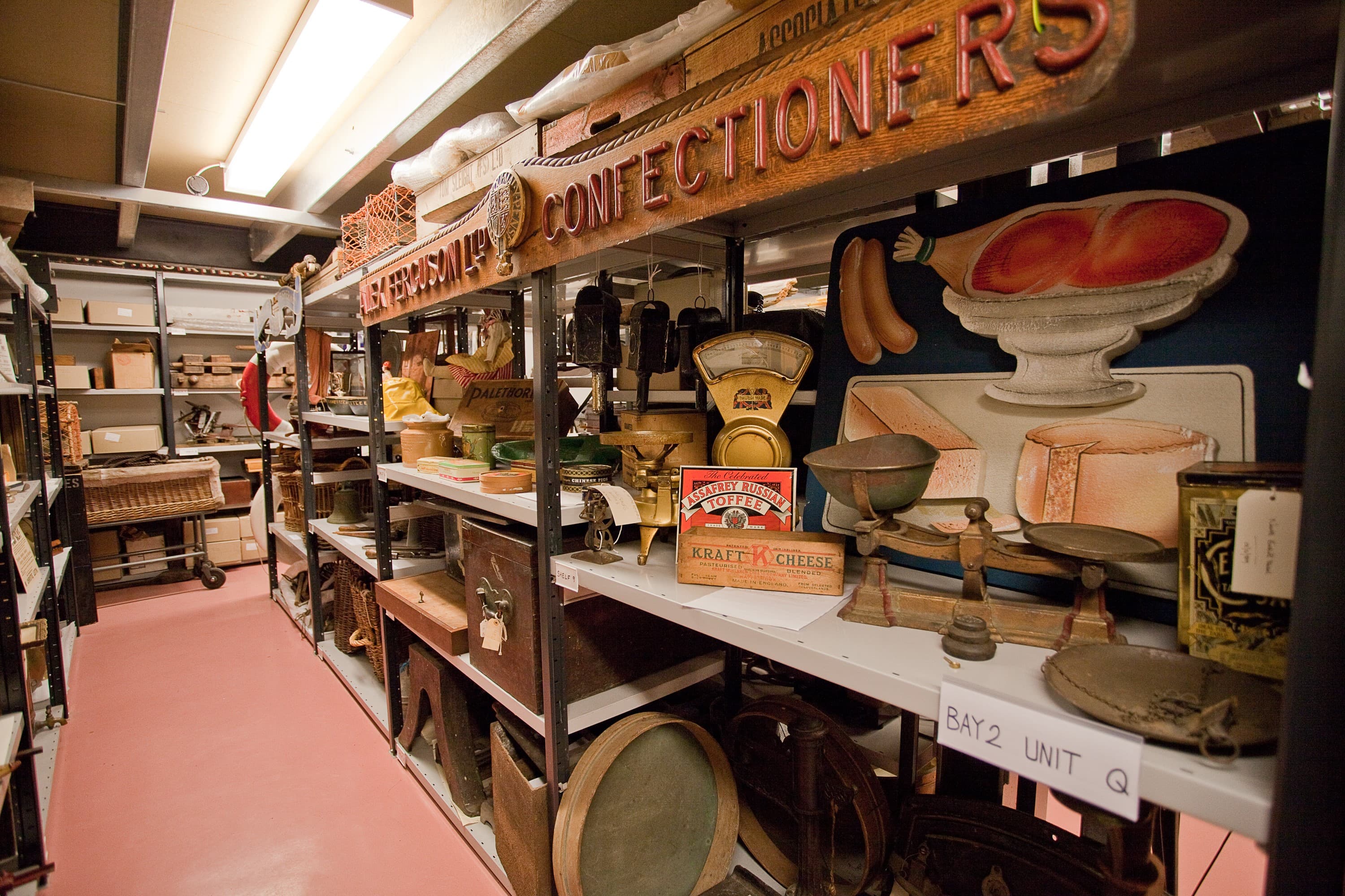 Shelves with pieces from the Museums collection
