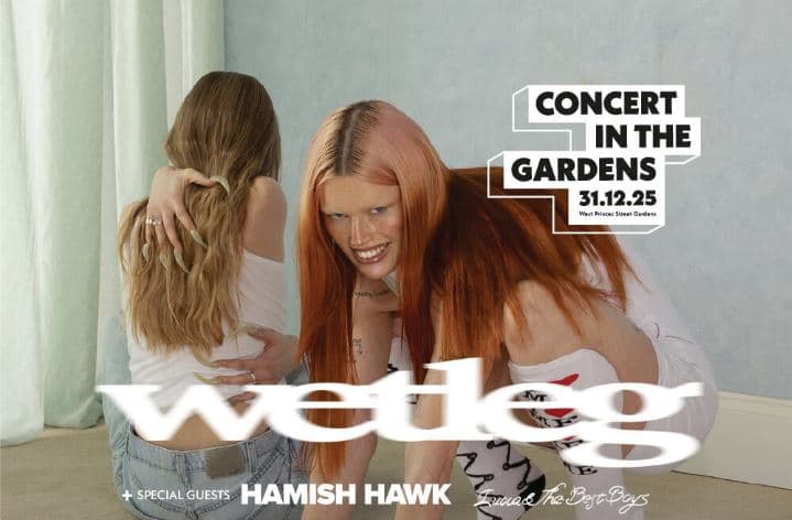 Image of the band Wet Leg with their logo and date of the concert