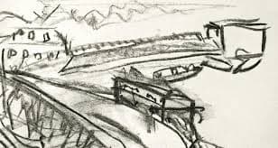 Charcoal sketch of landscape