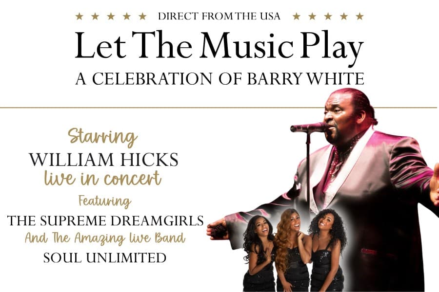 Image of Barry White tribute artist William Hicks advertising upcoming show April 2027