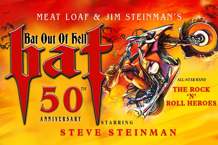Poster advertising Bat out of Hell concert - BAT 50