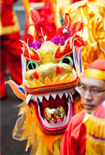Edinburgh Jazz and Blues Festival. Chinese dragon at Carnival, 